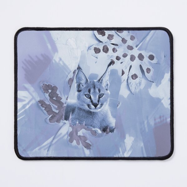 Item preview, CARACAL IN LEAVES IN SHADES OF PASTEL BLUE, DUSKY BLUE AND DUSTY PURPLE designed and sold by Most1234.
