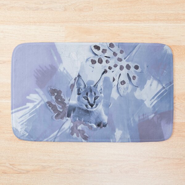 Item preview, CARACAL IN LEAVES IN SHADES OF PASTEL BLUE, DUSKY BLUE AND DUSTY PURPLE designed and sold by Most1234.