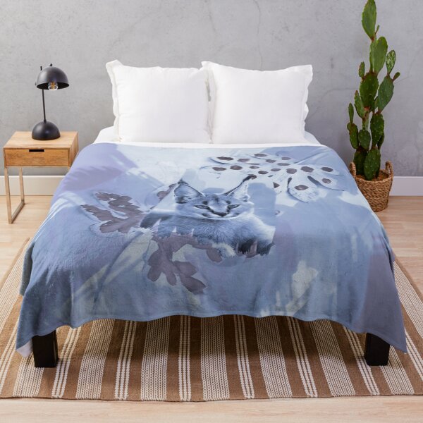 Item preview, CARACAL IN LEAVES IN SHADES OF PASTEL BLUE, DUSKY BLUE AND DUSTY PURPLE designed and sold by Most1234.