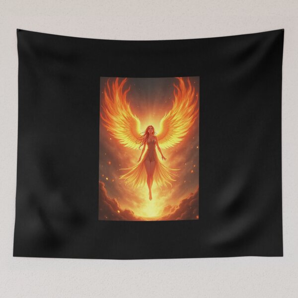 Item preview, Anime Phoenix Girl with Gold-Red Aura – Rising Fire Spirit Artwork designed and sold by OhmAuraArt.