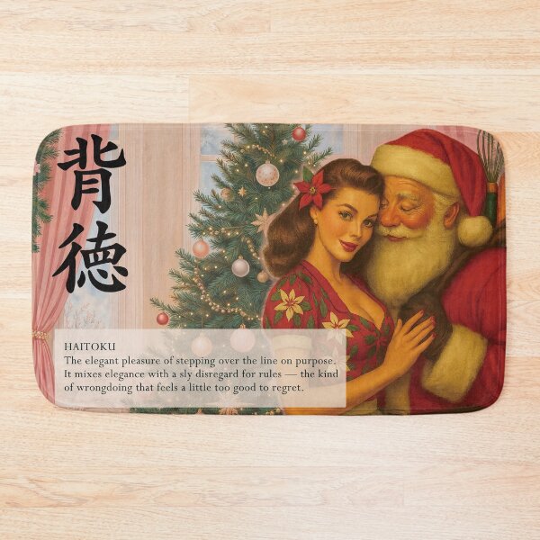 Item preview, HAITOKU(背徳) – Elegant Wrongdoing | Retro Pin-Up Santa Holiday Art designed and sold by Mog Mog Eatalot – Tokyo x A’dam Mashup.