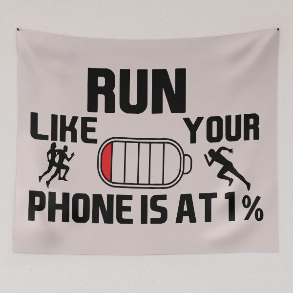 Item preview, Run Like Your Phone Is At 1 Percent Funny Jogging Quote Fitness Humor Gift Idea for Runners designed and sold by karibov.
