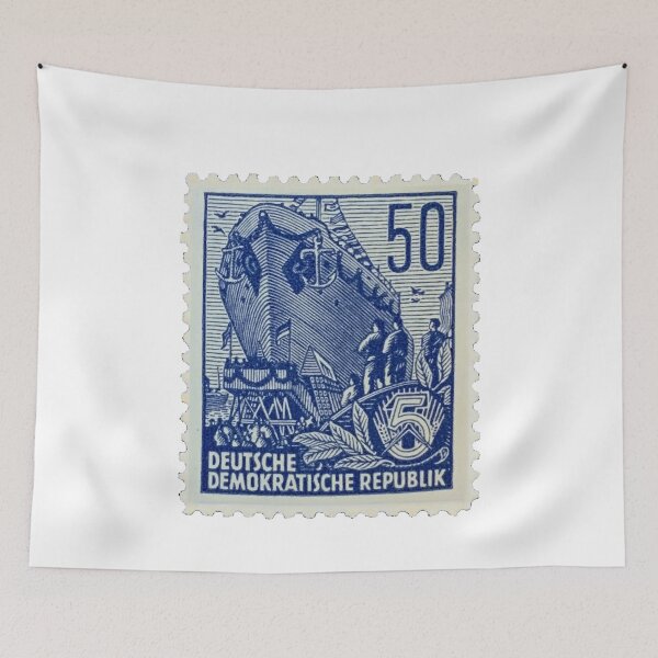 Item preview, Vintage East German Blue Postage Stamp designed and sold by red-amber65.