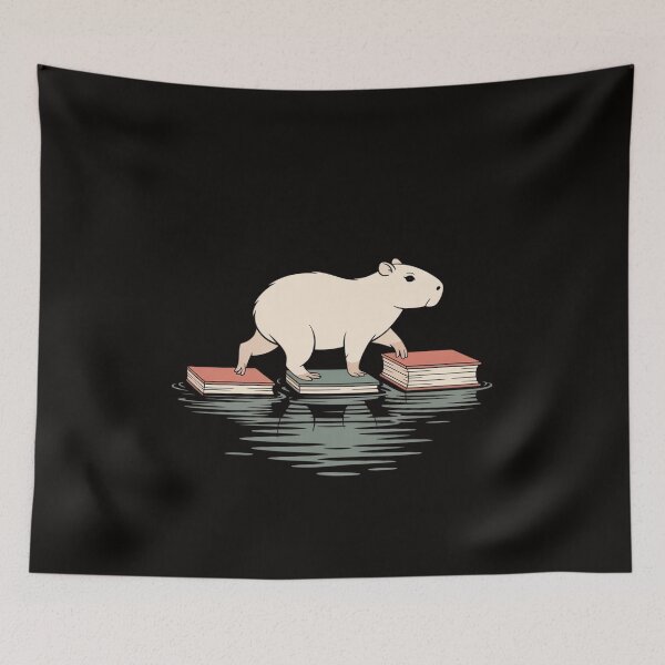 Item preview, Capybara Reading Across Books Over Water  designed and sold by JaskconLIfe23.