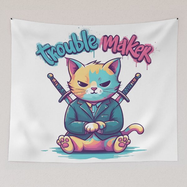 Item preview, cat, naughty, troublemaker, sassy, swords designed and sold by TrueArtVibes.