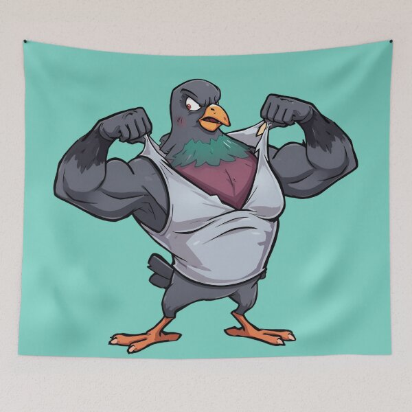 Item preview, Alpha Pigeon Flex – Strong Gym Bro Bird Cartoon designed and sold by Ivy-Triggs.