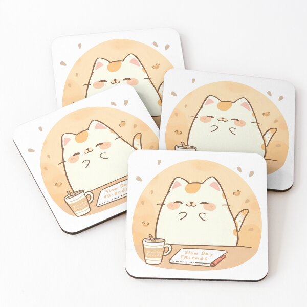 Item preview, Cute Chubby Cat Doodling Café Menu with Crayon | Cozy Pastel Japanese Style Art designed and sold by SlowDayFriends.