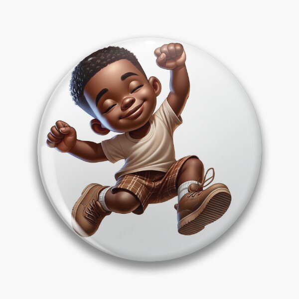 Item preview, Cute Melanin Boy Jumping – Adorable Happy Kid Illustration designed and sold by Lulunza.