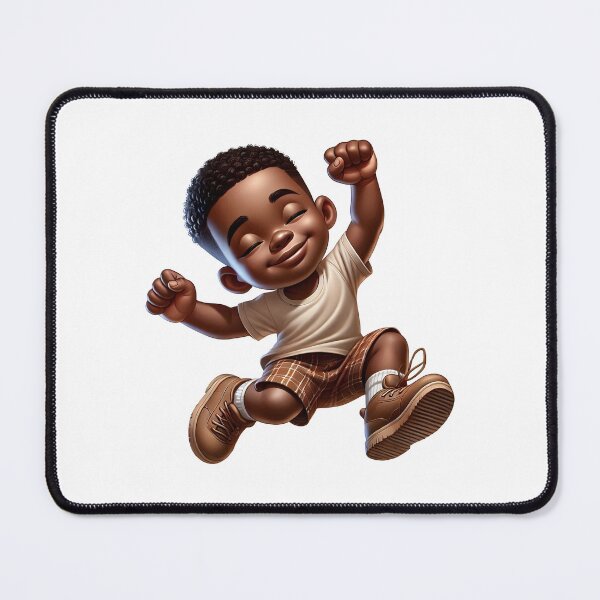 Item preview, Cute Melanin Boy Jumping – Adorable Happy Kid Illustration designed and sold by Lulunza.