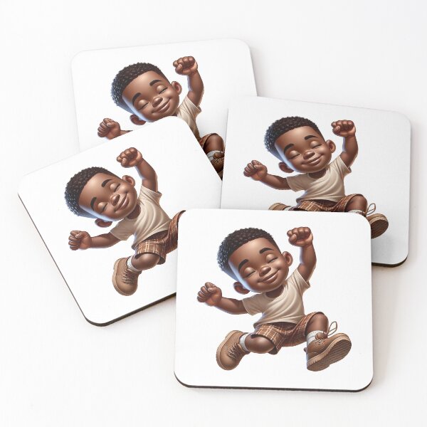 Item preview, Cute Melanin Boy Jumping – Adorable Happy Kid Illustration designed and sold by Lulunza.