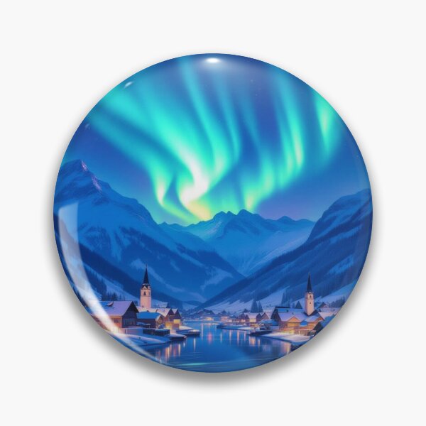 Item preview, Aurora Village Dreams – winter magic, glowing windows & poetic silence in snowy mountain light designed and sold by FotoworldEdel.