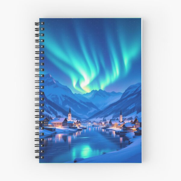 Item preview, Aurora Village Dreams – winter magic, glowing windows & poetic silence in snowy mountain light designed and sold by FotoworldEdel.
