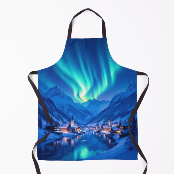 Item preview, Aurora Village Dreams – winter magic, glowing windows & poetic silence in snowy mountain light designed and sold by FotoworldEdel.