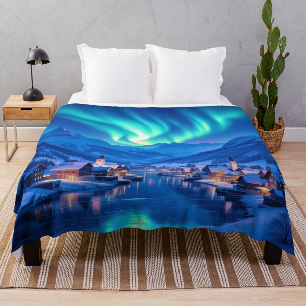 Item preview, Aurora Village Dreams – winter magic, glowing windows & poetic silence in snowy mountain light designed and sold by FotoworldEdel.