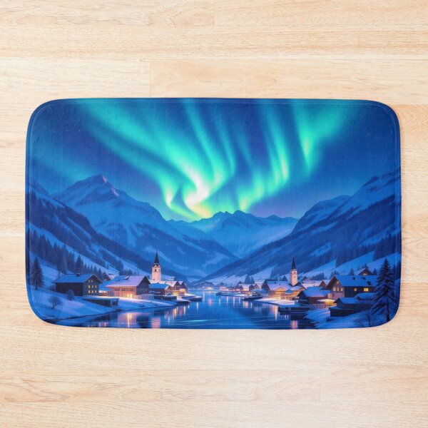 Item preview, Aurora Village Dreams – winter magic, glowing windows & poetic silence in snowy mountain light designed and sold by FotoworldEdel.