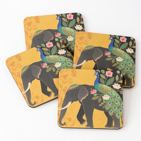 Item preview, Elephant & Peacock – Twin Guardians of Abundance designed and sold by HappySproutArt.
