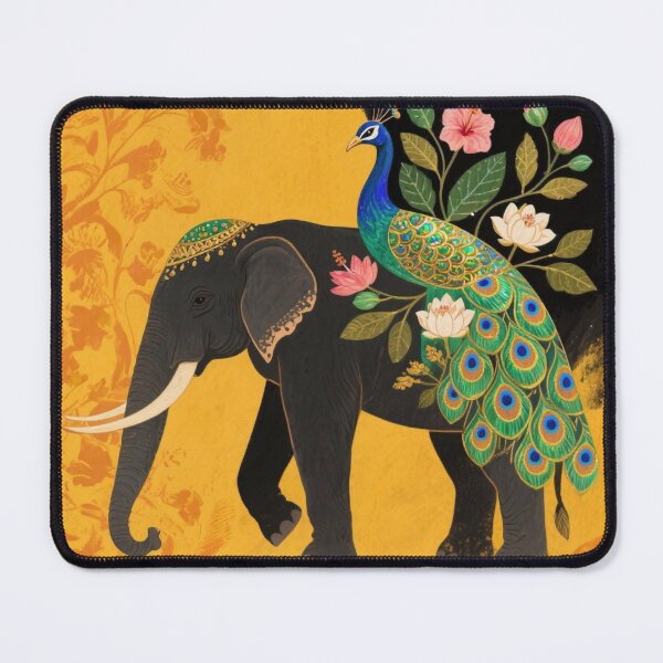 Item preview, Elephant & Peacock – Twin Guardians of Abundance designed and sold by HappySproutArt.