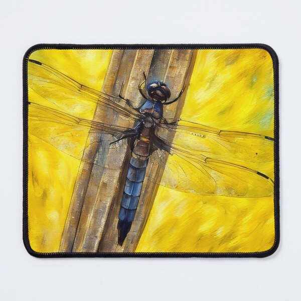 Item preview, Blue Dragonfly on Yellow Background designed and sold by tomorrowsart.