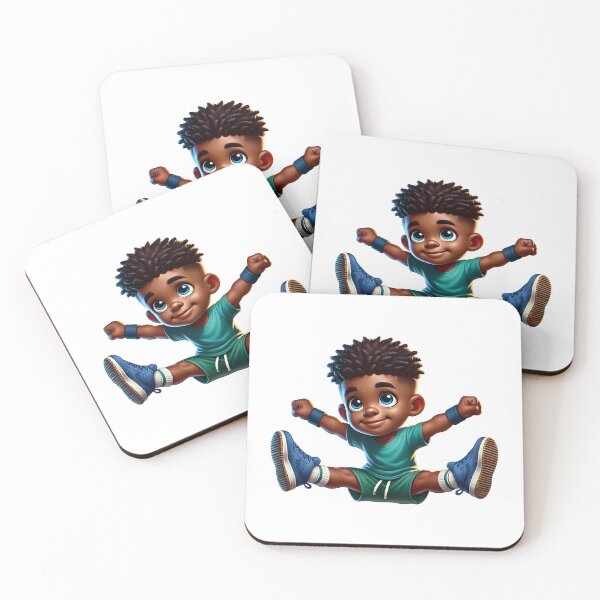 Item preview, Cute Melanin Boy Athlete – Energetic Jumping Kid Art designed and sold by Lulunza.