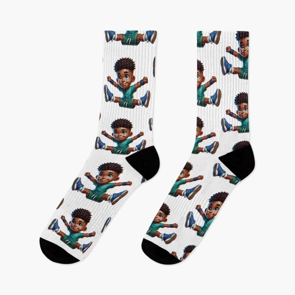 Item preview, Cute Melanin Boy Athlete – Energetic Jumping Kid Art designed and sold by Lulunza.