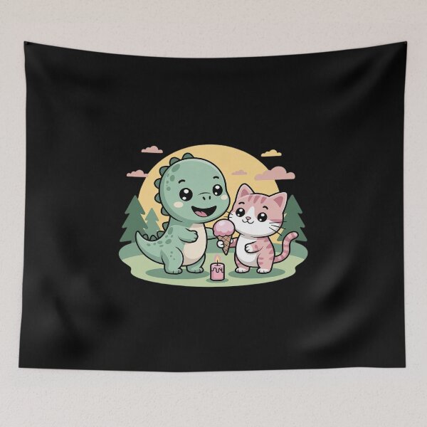 Item preview, Cat Kitten-Girl School-Children Dinosaur Dessert-Ice-Cream designed and sold by TechnicalSara.
