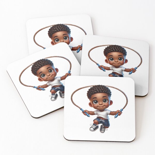 Item preview, Cute Melanin Boy Skipping Rope – Active Happy Kid Art designed and sold by Lulunza.