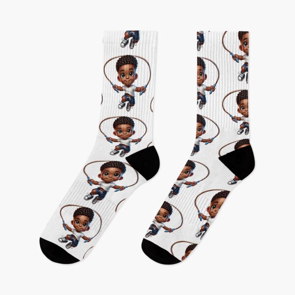 Item preview, Cute Melanin Boy Skipping Rope – Active Happy Kid Art designed and sold by Lulunza.