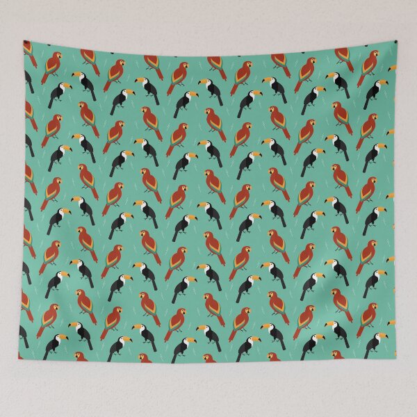 Item preview, Jungle birds on blue designed and sold by reneesillus.