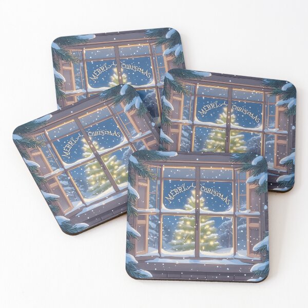 Item preview, Snowy Christmas Cabin Window — Warm Holiday Night designed and sold by DarkScorpio.