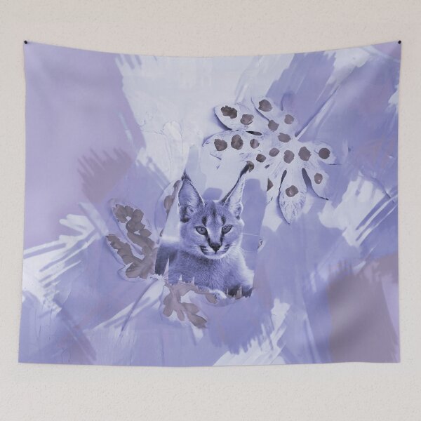 Item preview, CARACAL IN LEAVES IN SHADES OF DUSTY PURPLE, VIOLET, MAUVE AND TAUPE designed and sold by Most1234.