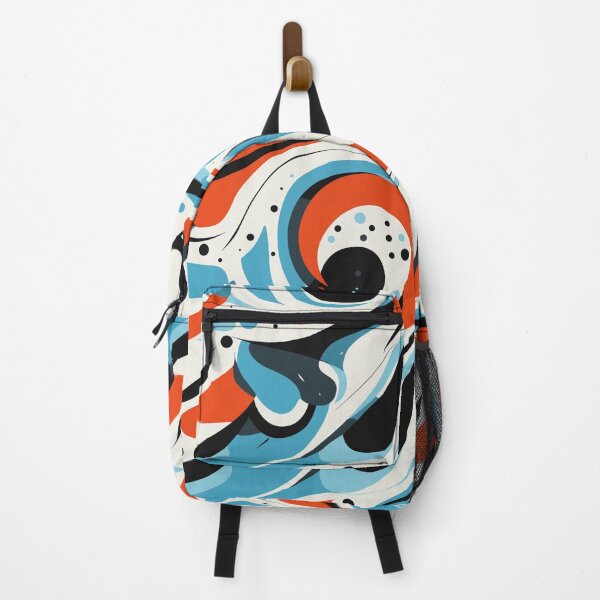 Item preview, Retro Wave Swirl – Dynamic wave pattern in turquoise, black and red designed and sold by slinsart.