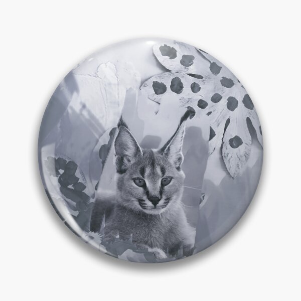 Item preview, CARACAL IN LEAVES IN SHADES OF DUSTY GREY AND BLUE designed and sold by Most1234.
