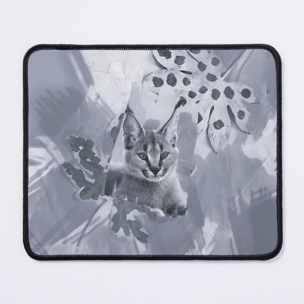Item preview, CARACAL IN LEAVES IN SHADES OF DUSTY GREY AND BLUE designed and sold by Most1234.