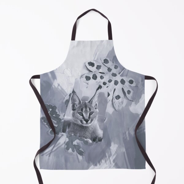 Item preview, CARACAL IN LEAVES IN SHADES OF DUSTY GREY AND BLUE designed and sold by Most1234.