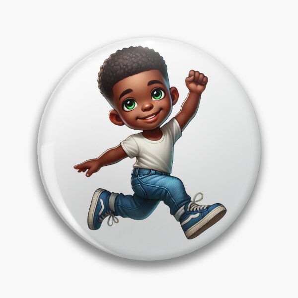 Item preview, Happy Melanin Boy Running – Cute Energetic Kid Illustration designed and sold by Lulunza.