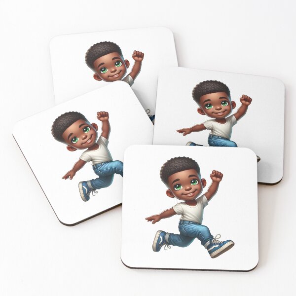 Item preview, Happy Melanin Boy Running – Cute Energetic Kid Illustration designed and sold by Lulunza.