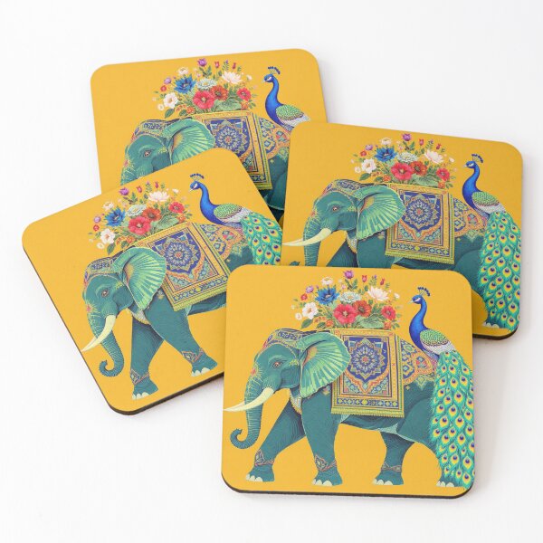 Item preview, Elephant & Peacock Art designed and sold by HappySproutArt.