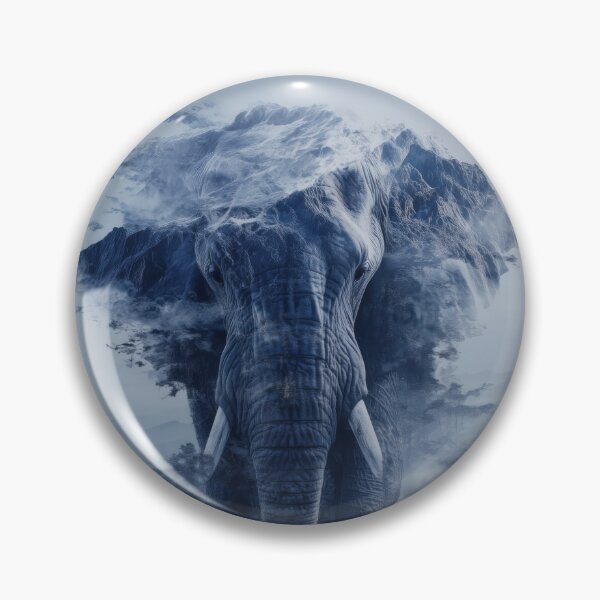 Item preview, Mountain Spirit Elephant – Mystical Surreal Blue Landscape Artwork designed and sold by MythologyRealm.