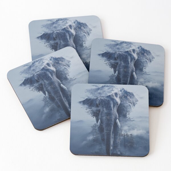 Item preview, Mountain Spirit Elephant – Mystical Surreal Blue Landscape Artwork designed and sold by MythologyRealm.