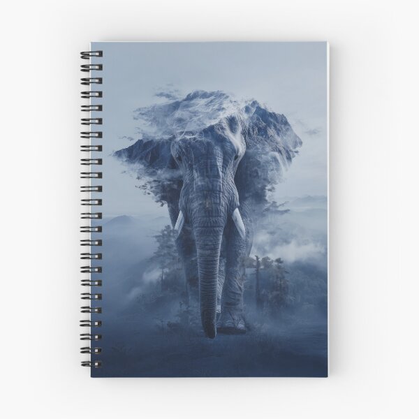 Item preview, Mountain Spirit Elephant – Mystical Surreal Blue Landscape Artwork designed and sold by MythologyRealm.