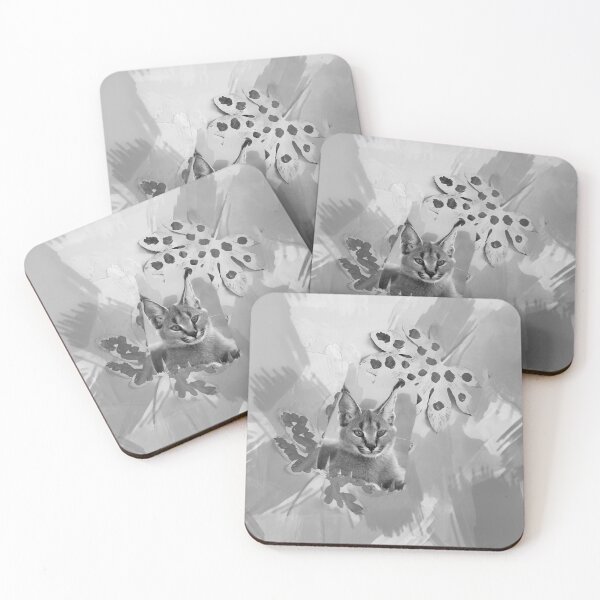 Item preview, CARACAL IN LEAVES IN SHADES OF GREY AND DUSTY BROWN designed and sold by Most1234.