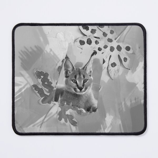 Item preview, CARACAL IN LEAVES IN SHADES OF GREY AND DUSTY BROWN designed and sold by Most1234.