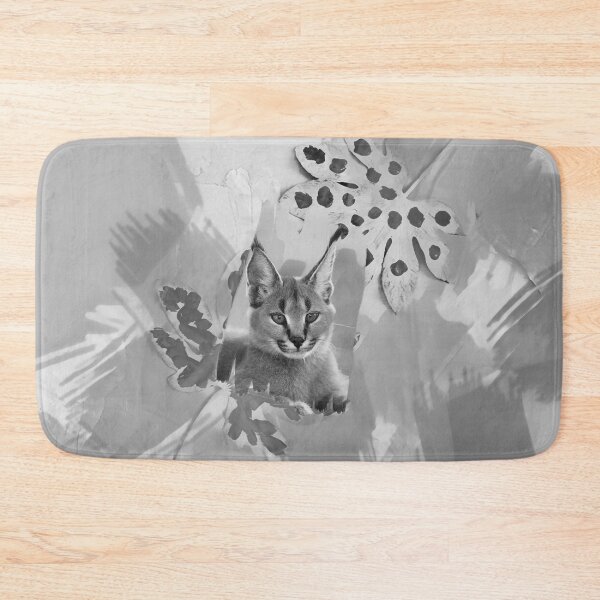 Item preview, CARACAL IN LEAVES IN SHADES OF GREY AND DUSTY BROWN designed and sold by Most1234.