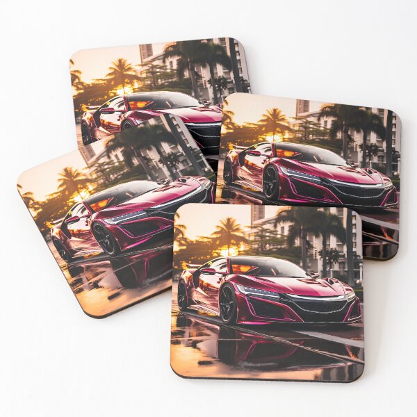 Item preview, Tropical boulevard glowing behind a low modern performance car designed and sold by RevUpDesign.