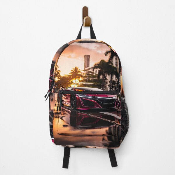 Item preview, Tropical boulevard glowing behind a low modern performance car designed and sold by RevUpDesign.