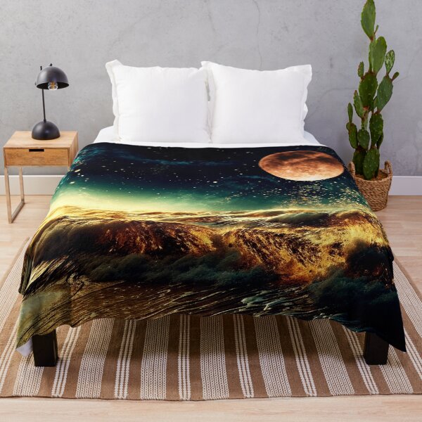Item preview, Golden Ocean under Moonlight – Sparkling Serenity & Mystical Elegance | Night Sea Art Design designed and sold by Traumrausch.