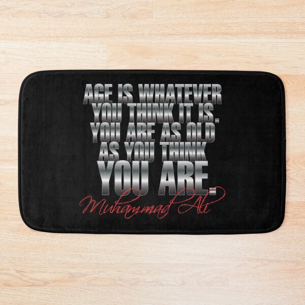 Item preview, Muhammad Ali Quote – "Age Is Whatever You Think It Is" in Silver Gradient Typography designed and sold by simpledarkwavewisdom.