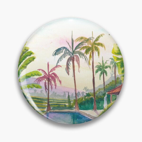 Item preview, Serene Bali Pool Hideaway Retreat with Palms and Ravenala Madagascariensis designed and sold by artshop77.