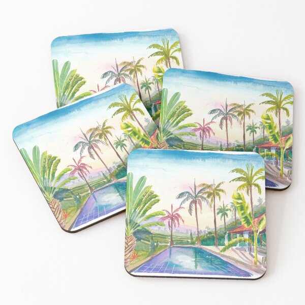 Item preview, Serene Bali Pool Hideaway Retreat with Palms and Ravenala Madagascariensis designed and sold by artshop77.