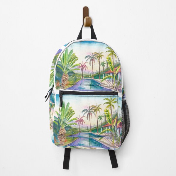 Item preview, Serene Bali Pool Hideaway Retreat with Palms and Ravenala Madagascariensis designed and sold by artshop77.